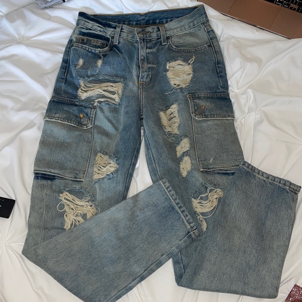 carmar ripped cargo style jeans